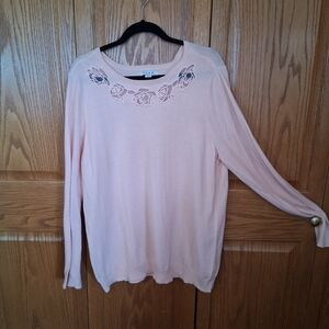 Elegant Pink Floral Embroidered Women's Top